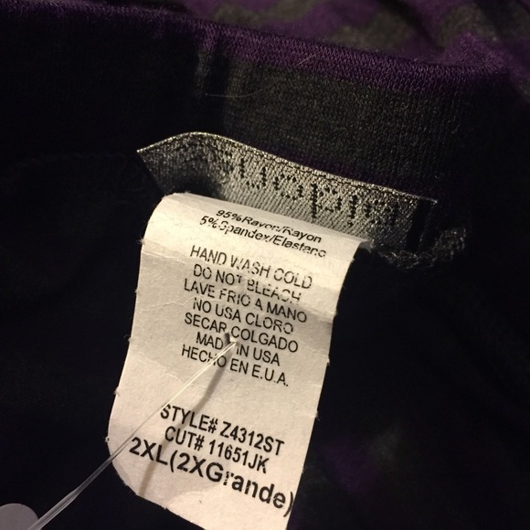 🆕 Striped high low faux wrap plus size pull on stretchy purple gray skirt - Picture 5 of 7